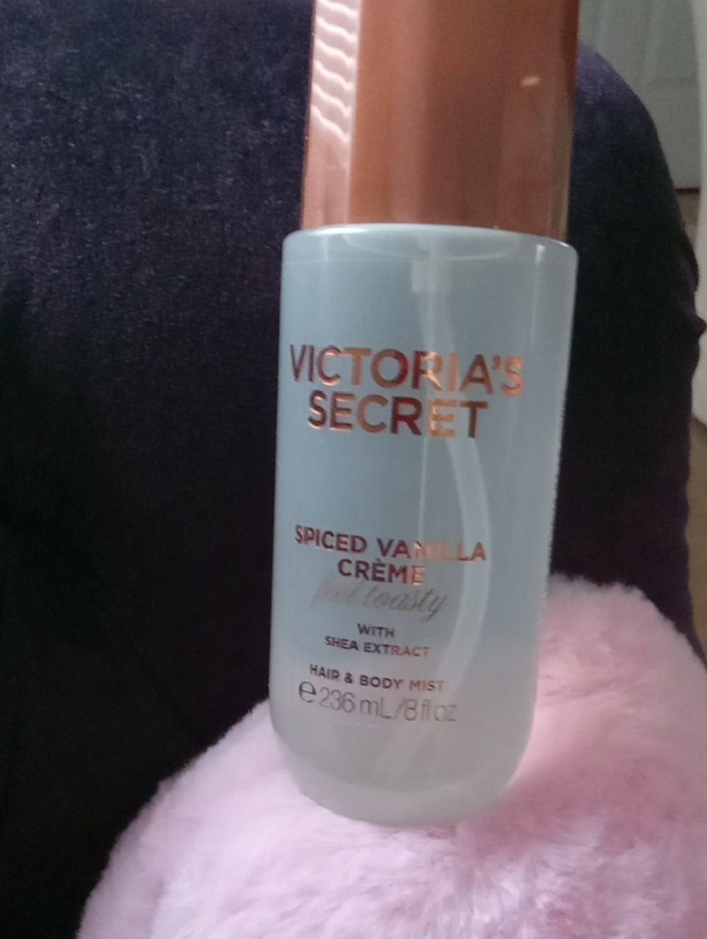Victoria's Secret Spiced Vanilla Crème Hair & Body Mist - Light Blue & Rose Gold